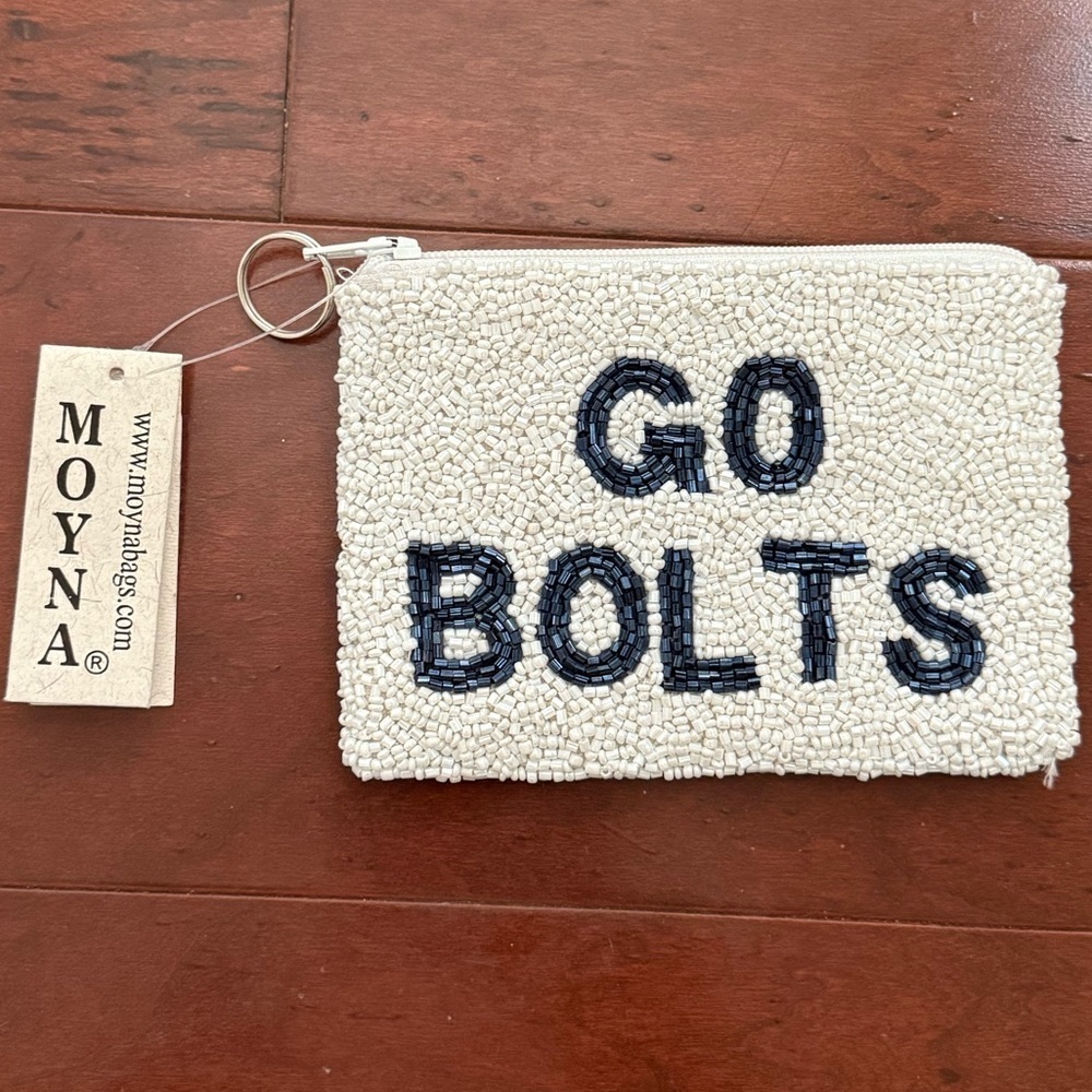 Handmade Tampa Bay Lightening 'Go Bolts' Beaded Pouch